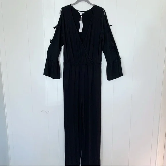 NWT BB Dakota Black Tie Sleeve Jumpsuit L - Picture 2 of 10